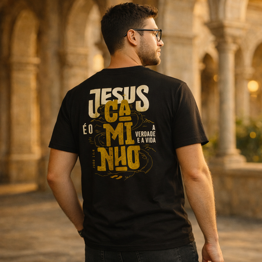 Camiseta Unissex Streetwear - Frase "Jesus è o Caminho"