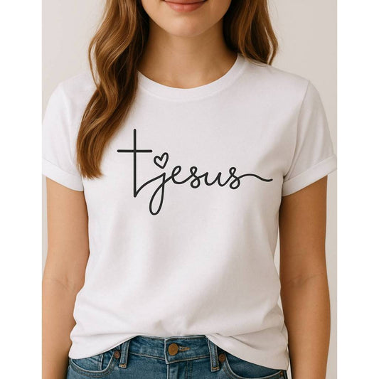 Camiseta Estampada Jesus com Cruz