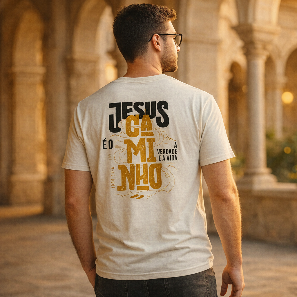 Camiseta Unissex Streetwear - Frase "Jesus è o Caminho"