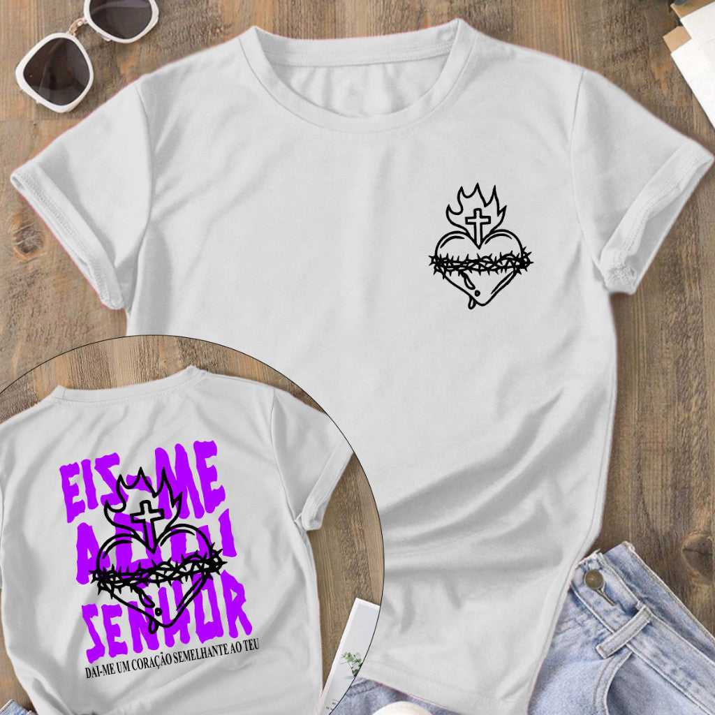 Camiseta frase "Eis-me Aqui Senhor"