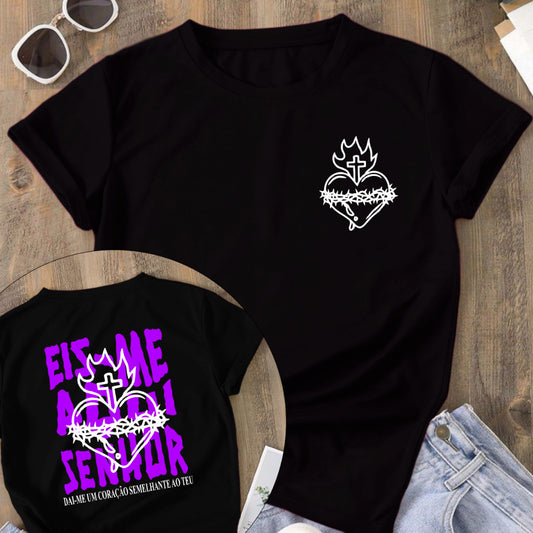 Camiseta frase "Eis-me Aqui Senhor"