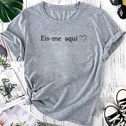 Camiseta Blusa Linda Eis-me Aqui Senhor Camiseta Feminina Camisa